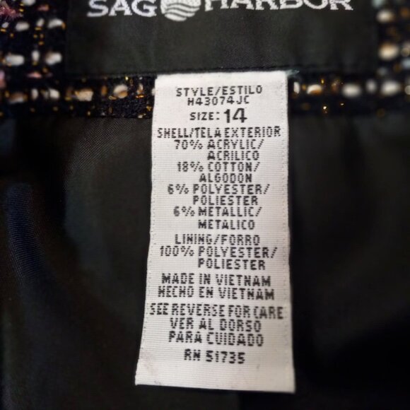 SAG HARBOR Women’s Jacket Size 14 Multi-Color Tweed Zip-Up Lined Blazer Coat - Picture 6 of 8